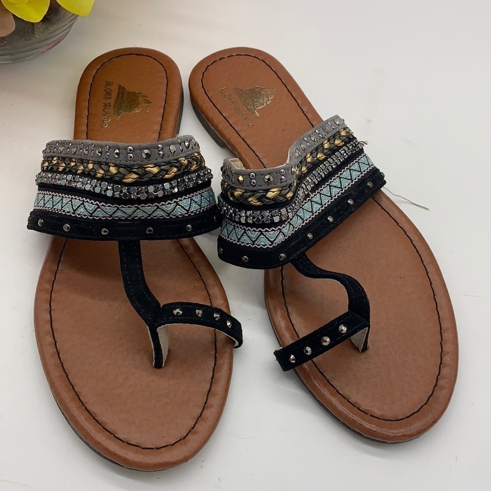 Aloha Island sparkly Thong Sandal Sz 8. FFT0527B